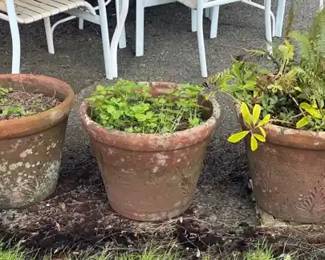 Three Weathered Ceramic Pots
