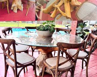 $500 Root Table and 6 Chairs - Ready for a refresh sand and stain