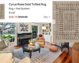 $200 - 8x10 Ruggable Cyrus Rose Gold Rug