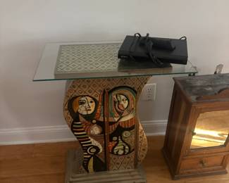 ARTSY HANDMADE TABLE WITH GLASS TOP