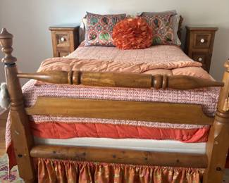 ANTIQUE BED WITH VINTAGE SIDE TABLES