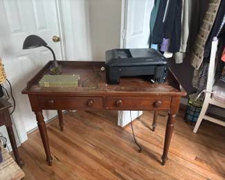 ANTIQUE DESK, LAMPS, PRINTER