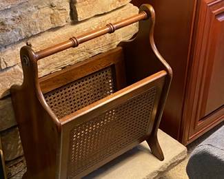 Vintage magazine rack with cane inserts