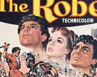 This lot features an original movie poster from The Robe circa 1953. This lithograph movie poster is limited edition, numbered 53/440. Measures in frame, 41” H x 27” W.