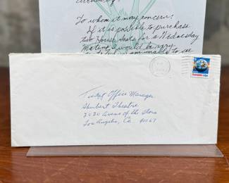 This lot features a signed personal letter from Mel Blanc circa 1988 with the original envelope and accompanied by a certificate of authenticity. 