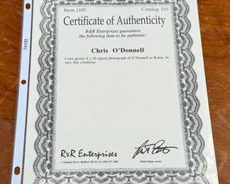 This lot features a signed photograph of actor Chris O’Donnell as Robin with a certificate of authenticity. 