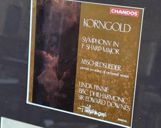 This lot features a professionally framed signed letter of composer, Erich Korngold on a personal letterhead circa 1954. The frame has some damage and cracks in the glass as shown in photos. Accompanied with a certificate of authenticity. Measures in frame, 26” H x 12” W.