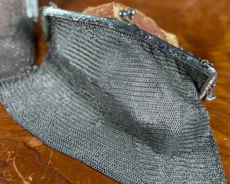 This lot features a pair of antique German silver mesh flapper purses from the late 19th century in good condition. One is marked, "German Silver" as shown in photos.