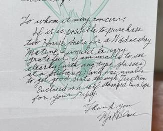 This lot features a signed personal letter from Mel Blanc circa 1988 with the original envelope and accompanied by a certificate of authenticity. 