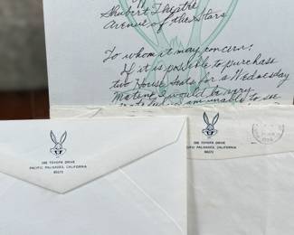 This lot features a signed personal letter from Mel Blanc circa 1988 with the original envelope and accompanied by a certificate of authenticity. 