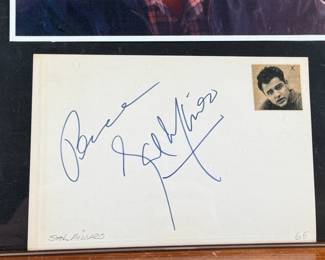 This lot features a signed 4” x 6” card by actor Sal Mineo. Comes in a display with a photograph of Mineo and accompanied with a certificate of authenticity. 