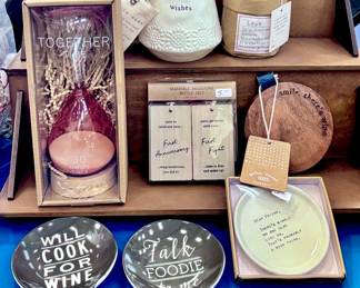 Cute Time Together Hour Glass, Talk Foodie to Me and, Marriage Milestone Bottle Markers, Wishes Jar with Cards, Will Cook For Wine Soon Rests, Coasters and Succulent