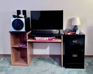 Desk, TV and Electronics