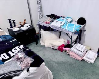 Curtains, Clothing, Nightstand, Floor Lamp Etc.