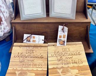 Wooden Mermaid Sign and Wall Tile Art