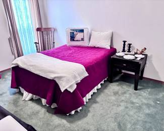 Full Size Bed, Nightstand and Decor