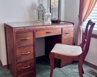 Vintage Waterfall Desk, Chair and Lanterns