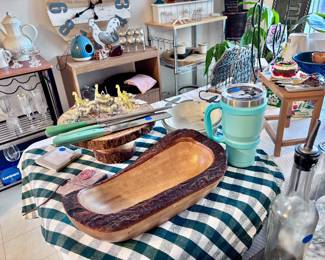 Wooden Bowl, Cake Stand and Yeti