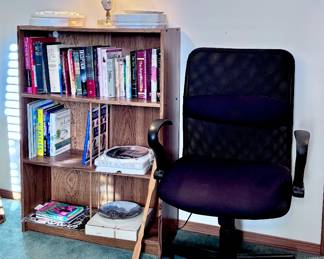 Office Chair, Bookshelf and Books