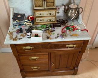 Victorian wash stand with marble top