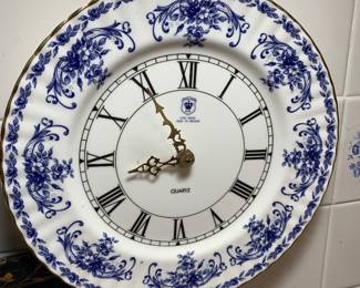 blue and white clock