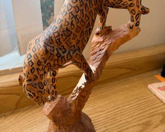 Hand carved wooden cheetah