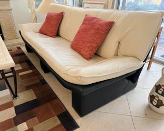 Vintage Italian Nicoletti Salotti postmodern Leather Sofa, set of 2