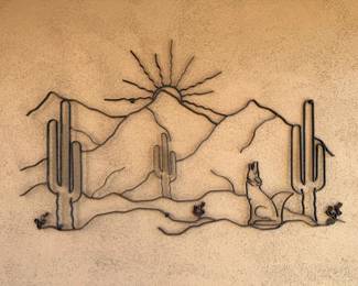 southwestern-style metal desert scene wall art sculpture