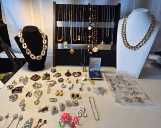 Large Mixed Jewelry Lot  Necklaces, Brooches, Earrings  More