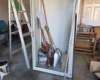 Storage Cabinet, Ladder  Hand Tools Lot