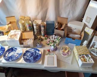 Large Avon  Precious Moments Collectibles Lot  Decor, Plates  Giftware