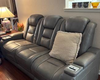 2 Signature Designs by Ashley The Man-Den Power Reclining Sofa - built in wireless chargers for your smartphones, and USB stations. BRAND NEW AND SUPER COMFY