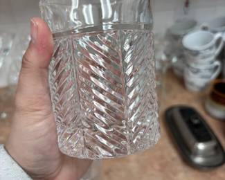 Ralph Lauren crystal drinking glasses "Herringbone" design