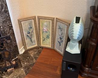 Gorgeous wall art - Large seashell planter/vase - Bose surround sound system 