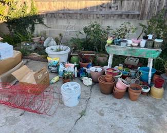 tomato baskets, various ceramic and plaster pots