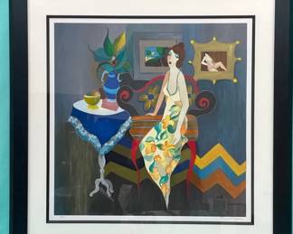  04 Tarkay, Elegant Pause Signed Numbered Serigraph 