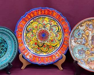Stunning Italian Moroccan Hand Painted Platters