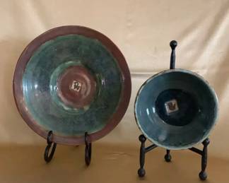  05 Ibexes in a Jade Lake Ceramic Pottery Bowls