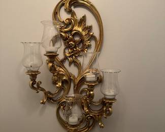 Vintage Hollywood Regency Syroco MCM 5 Arm Wall Sconce #4049 36” Patent 1968