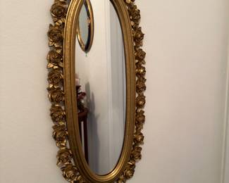 Vintage Syroco Hollywood Regency bow with roses oval mirror