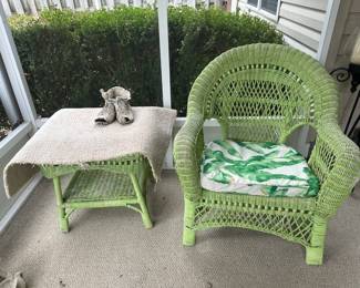 wicker chair and table