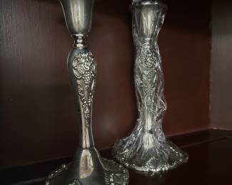 Vintage Godinger Silver Art Co. Ornate Grapevine Candlesticks set of 2