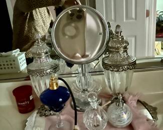 perfume bottles and vanity accesories