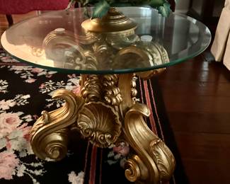 antique glass top end table