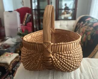 Vintage 1900s Buttocks Gathering Wicker Basket 