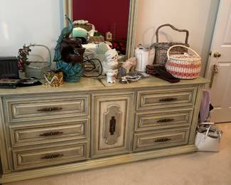 mid-century 6 drawer dresser with mirror