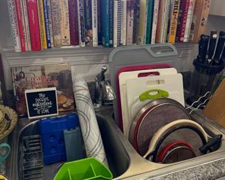 Cookbooks, kitchen accessories