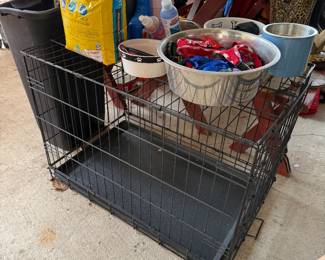 Dog cage and items