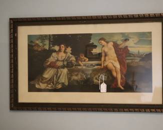 Framed print of old masters work, master bedroom