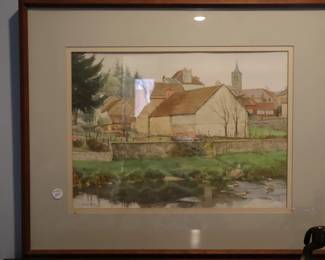 Original watercolor Dorine bought on a trip, master bedroom